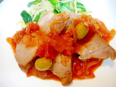 豚肉とオリーブのトマト煮